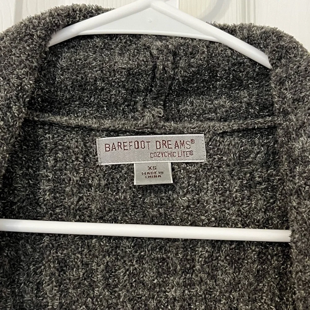 Barefoot Dreams CozyChic Lite Gray Cardigan Long Size XS Open Front knit comfy - Picture 4 of 9